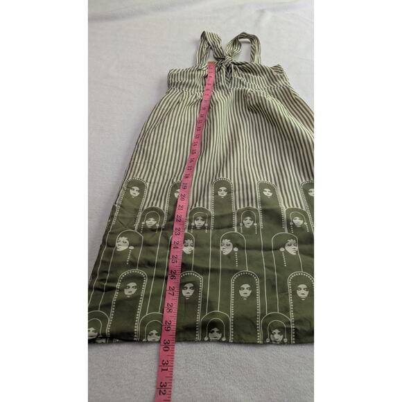 Paul & Joe Womens Silk Halter Neck A Line Mini Dress Green Striped Size EUR 36 - Picture 10 of 12